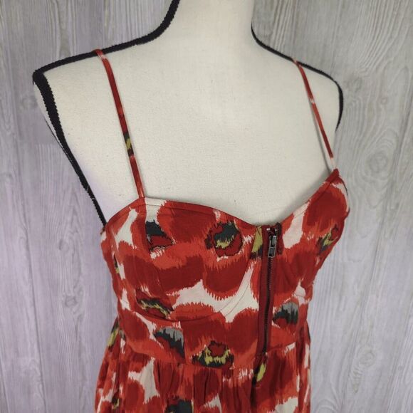 Elle Women's Medium Red Orange Spaghetti Strap Maxi Dress Gown Sundress - Picture 3 of 8